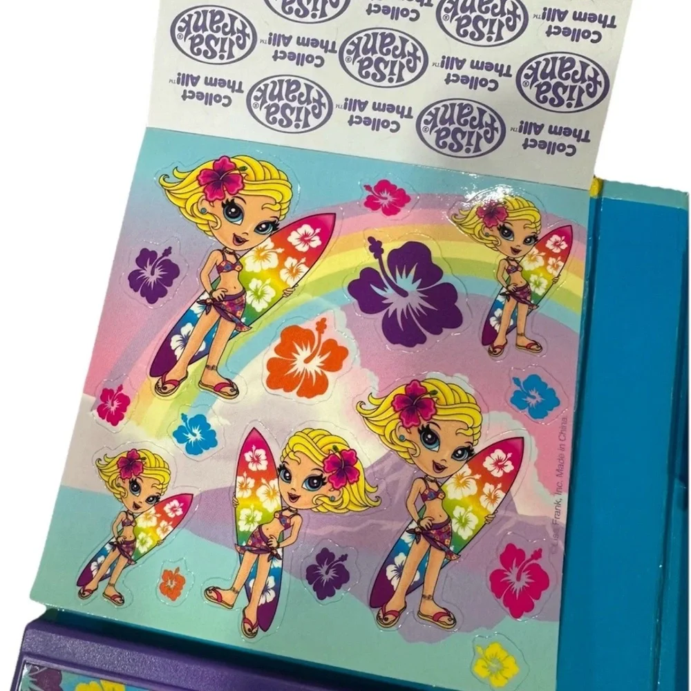 Vintage Lisa Frank Flip Out Surfer Girl Trifold Planner Organizer Agenda RARE